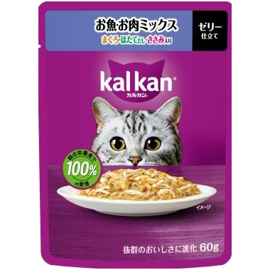ＫＰ１１７カルカン　パウチ　お魚・お肉ミックス　マグロ　ホタテダシ　ササミ　６０ｇ