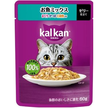 ＫＰ１１９カルカン　パウチ　お魚ミックス　まぐろ　かつお　白身魚入　６０ｇ