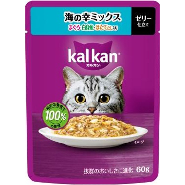 ＫＰ１２３カルカン　パウチ　海の幸ミックス　マグロ　白身魚　ホタテダシ入　６０ｇ