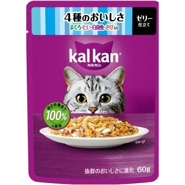 ＫＰ１２７カルカン　パウチ　４種のおいしさ　マグロ　タイ　白身魚　サケ入　６０ｇ