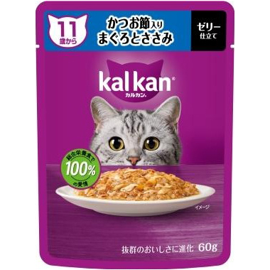 ＫＰ１４６カルカン　パウチ　１１歳　かつお節入りマグロとササミ　６０ｇ