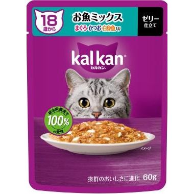 ＫＰ１５５カルカン　パウチ　１８歳　お魚ミックス　マグロ　カツオ　白身魚　６０ｇ