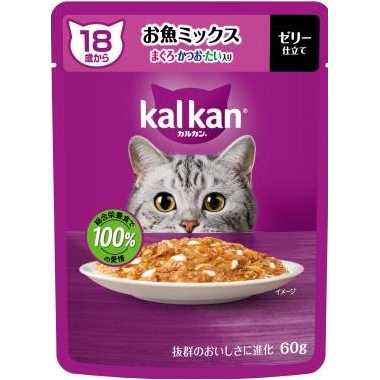 ＫＰ１５７カルカン　パウチ　１８歳　お魚ミックス　マグロ　カツオ　タイ　６０ｇ