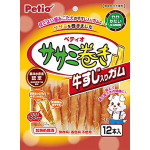 ペティオ　ササミ巻き牛すじ入りガム　１２本