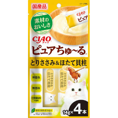 ＣＩＡＯピュアちゅ－る　とりささみほたて貝柱　４本