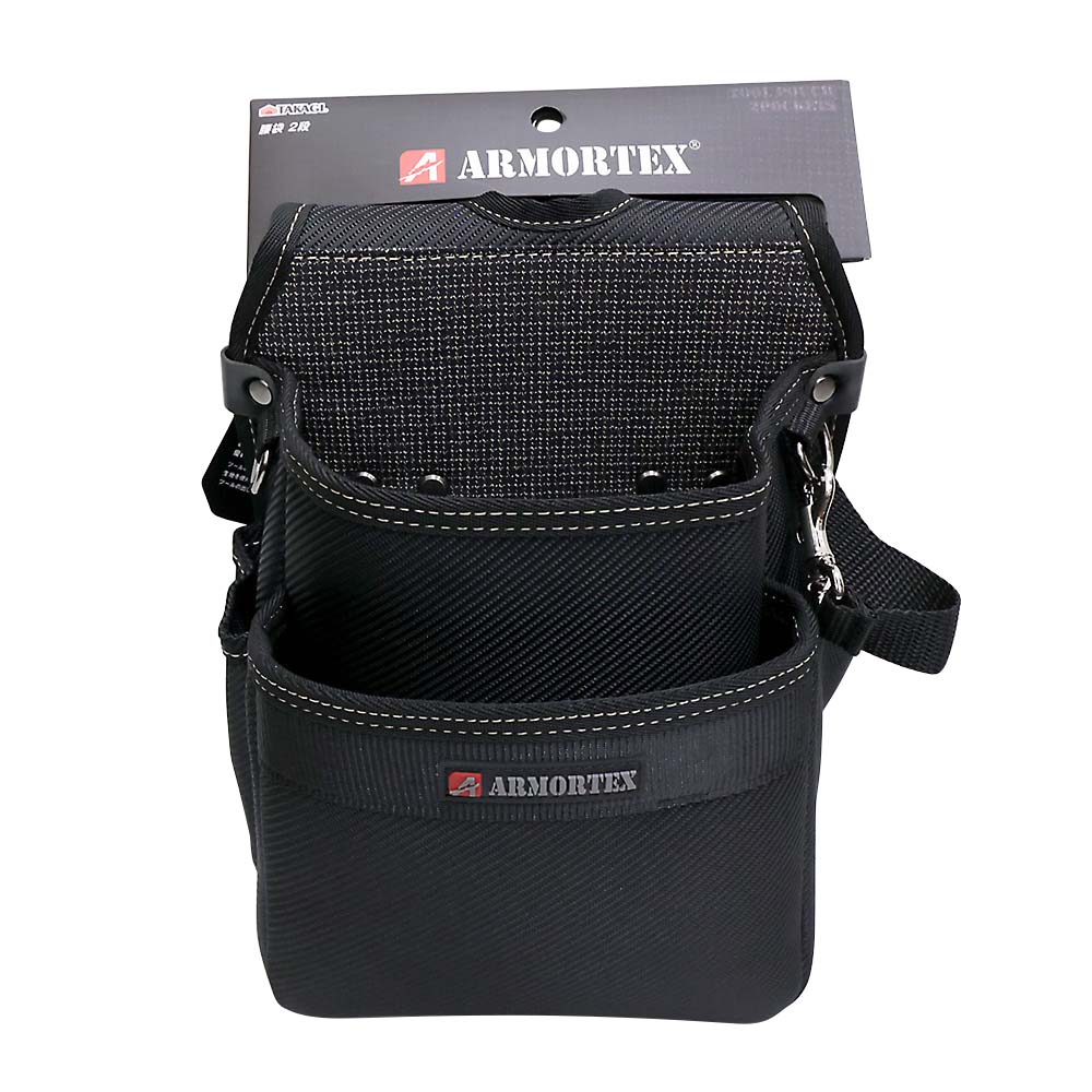 鍛神 2袋 着脱式腰袋本革 2段中 ツインフック SFKBK－2M2H