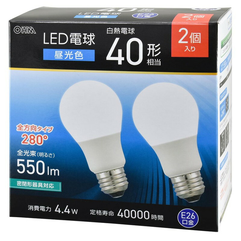 LED電球40形 昼光色 2個入 LDA4D－G AG59 2P