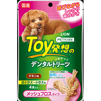 ＰＥＴＫＩＳＳ　　Ｔｏｙ発想デンタルトリーツ　メッシュフロスタイプ　４本入り