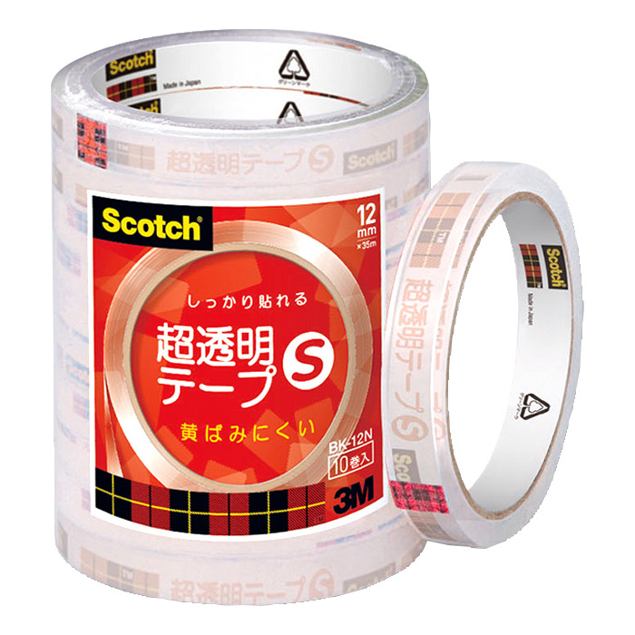 スコッチ　超透明テープＳ　１２ｍｍ幅工業用包装　１０巻　ＢＫ－１２Ｎ