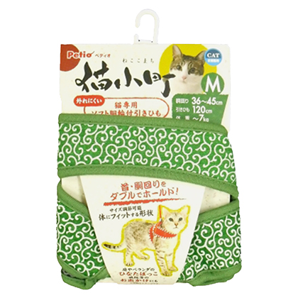 猫小町ソフトハーネスリード 唐草　M グリーン