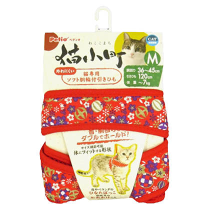 猫小町ソフトハーネスリード まり　M レッド