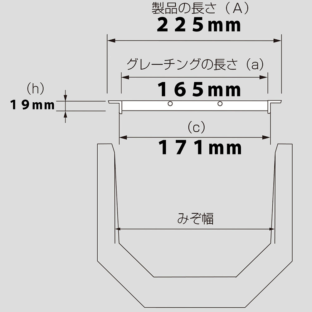 U字溝羽付きグレーチング 溝幅180　T2 細目