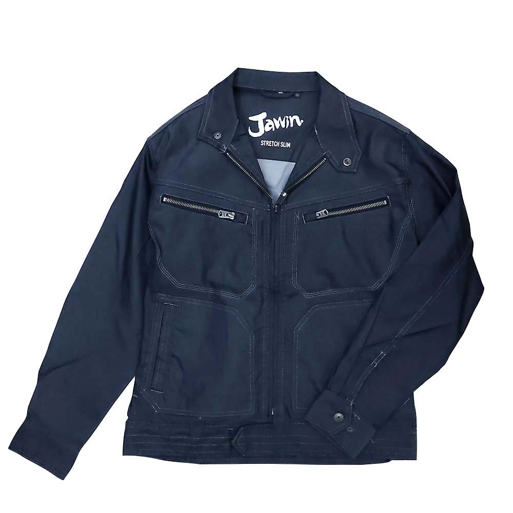 Jawinストレッチサテン長袖ジャンパー ネイビー　4Lサイズ