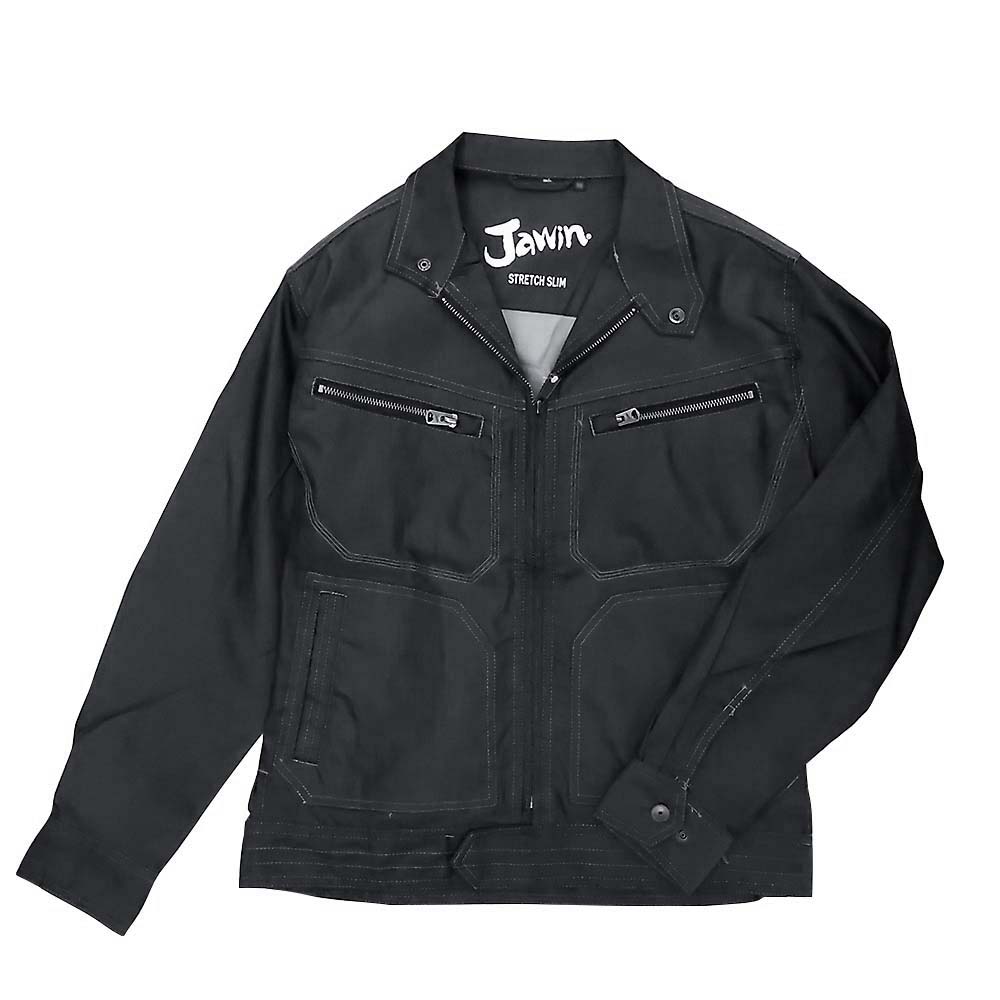 Jawinストレッチサテン長袖ジャンパー ブラック　5Lサイズ