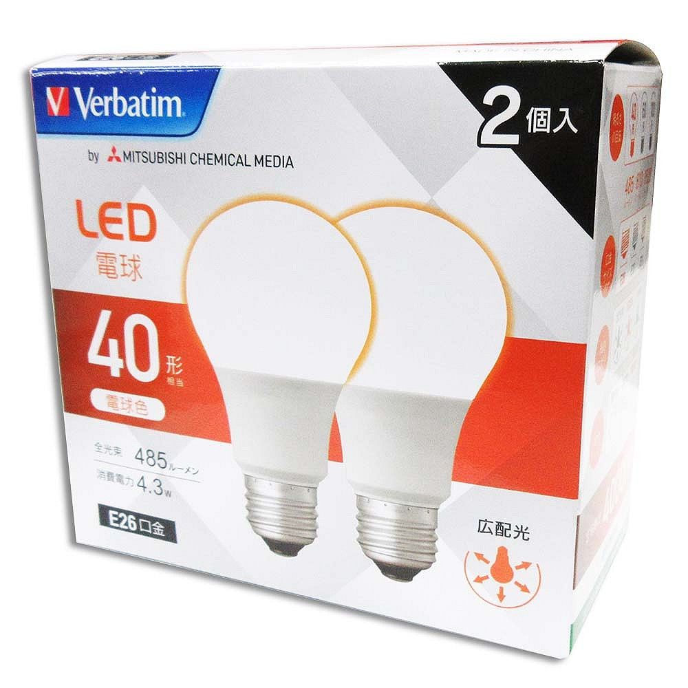 LED電球 40W相当 電球色 2個入　LDA4L-GX2