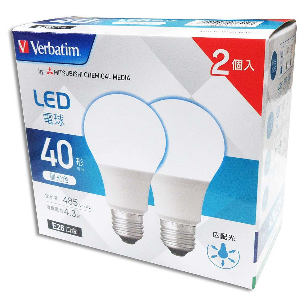 LED電球 40W相当 昼光色 2個入　LDA4D-GX2