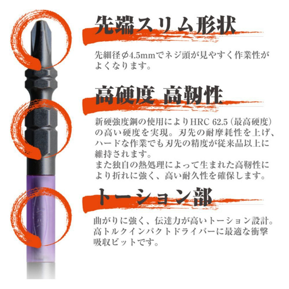 ANEX黒龍靭ビットスリム 5本組+2x65　ABRS5-2065