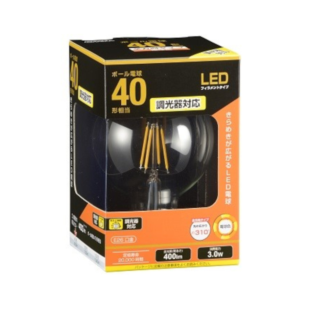 LED電球 ボール型 3W クリア 調光　LDG3L/D C6