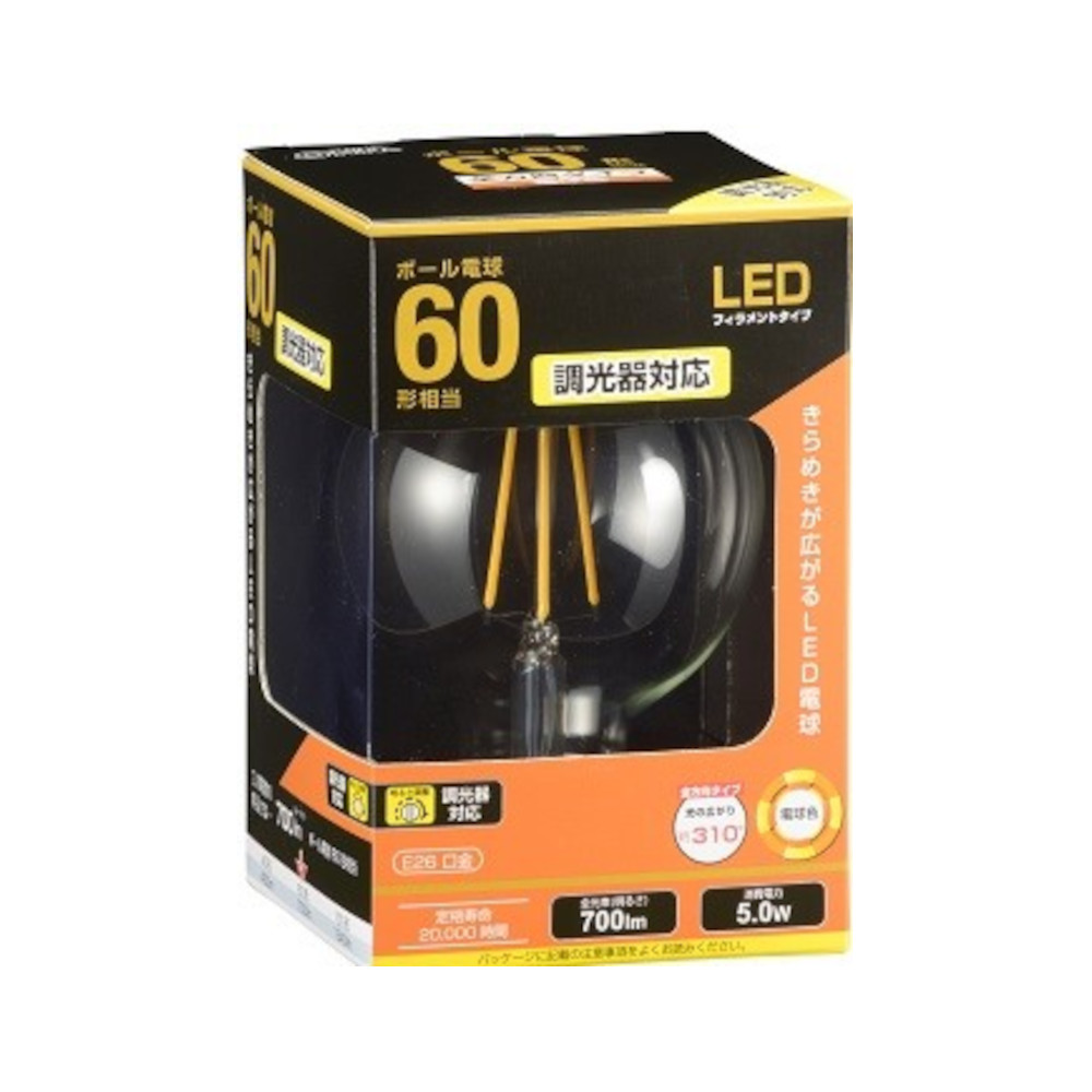 LED電球 ボール型 5W クリア 調光　LDG5L/D C6