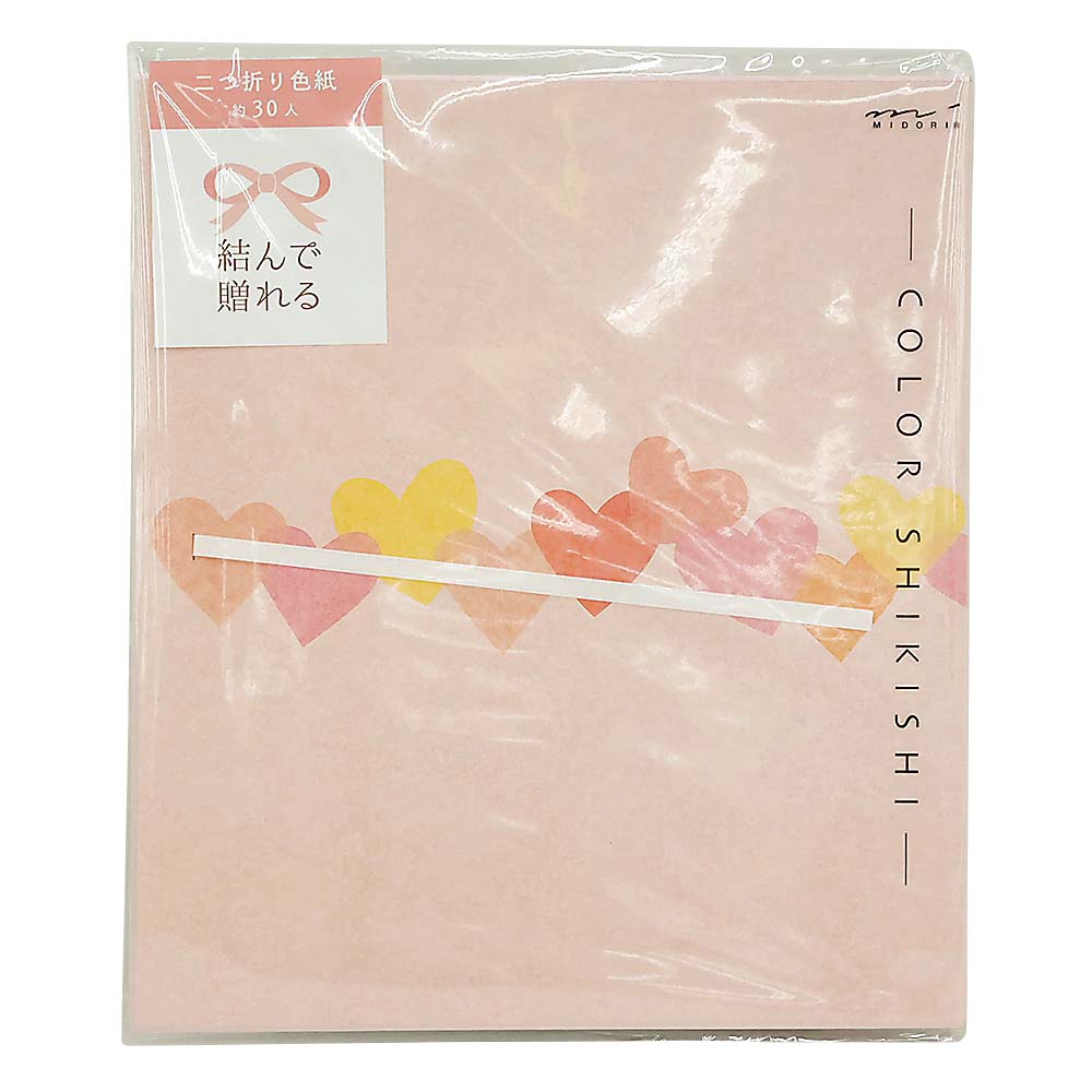 カラー色紙 二つ折り リボン ハート 33113006 | ジョイフル本田