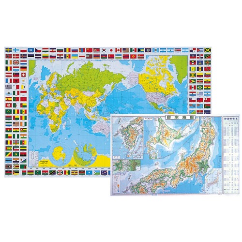 学習マット　世界・日本地図