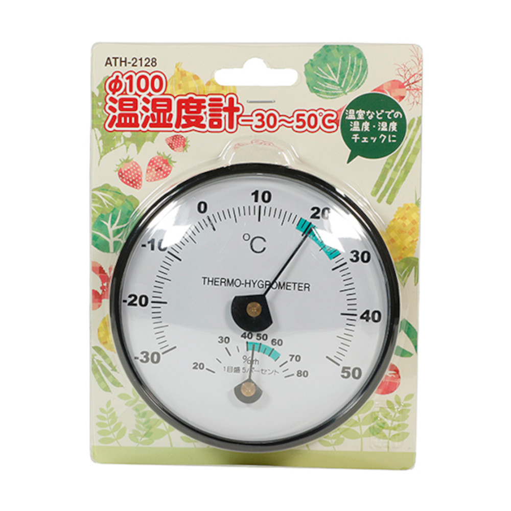 Φ100温湿度計 －30~50℃　ATH-2128