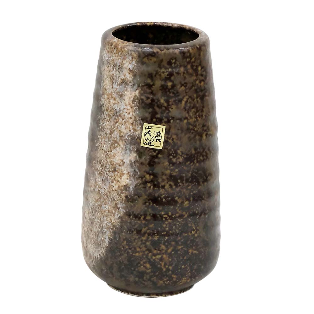ツツ型花瓶小かすみ茶 径9.0xH16.5