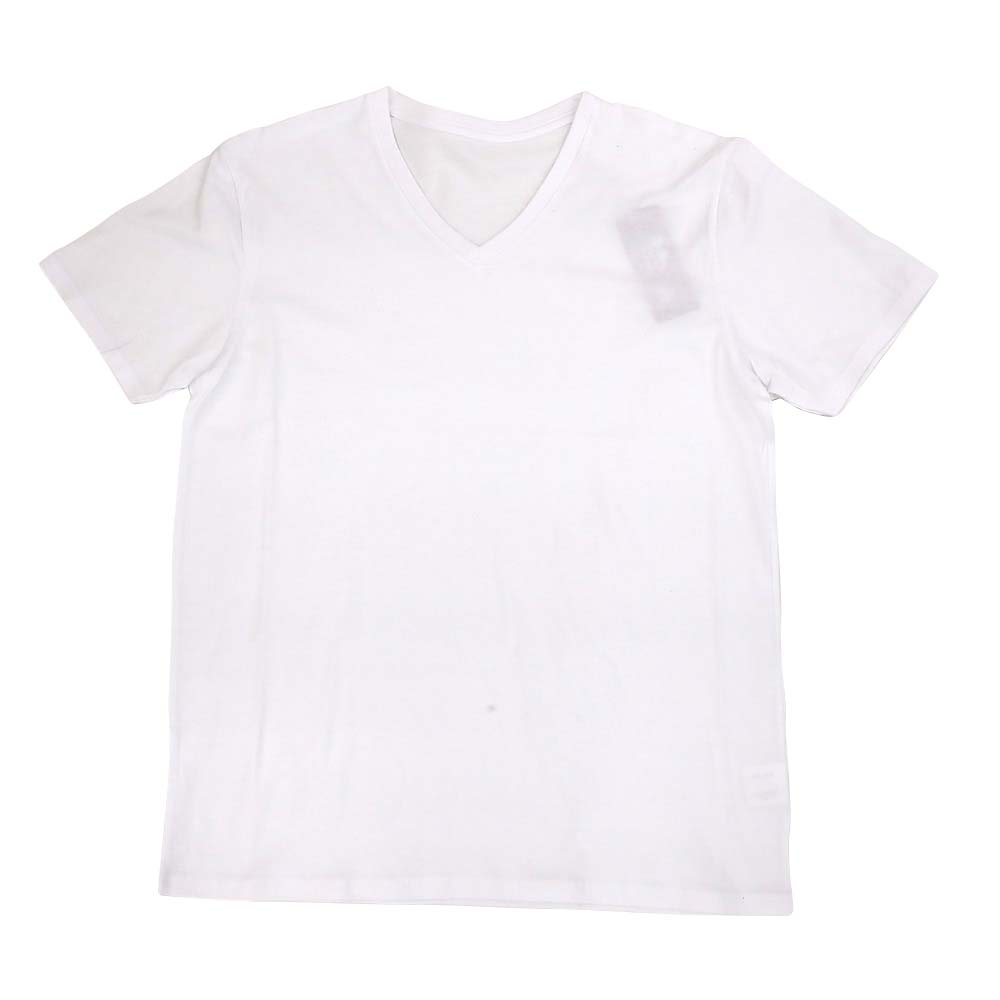 VネックTシャツ綿100%　19MJ-02 ホワイト M