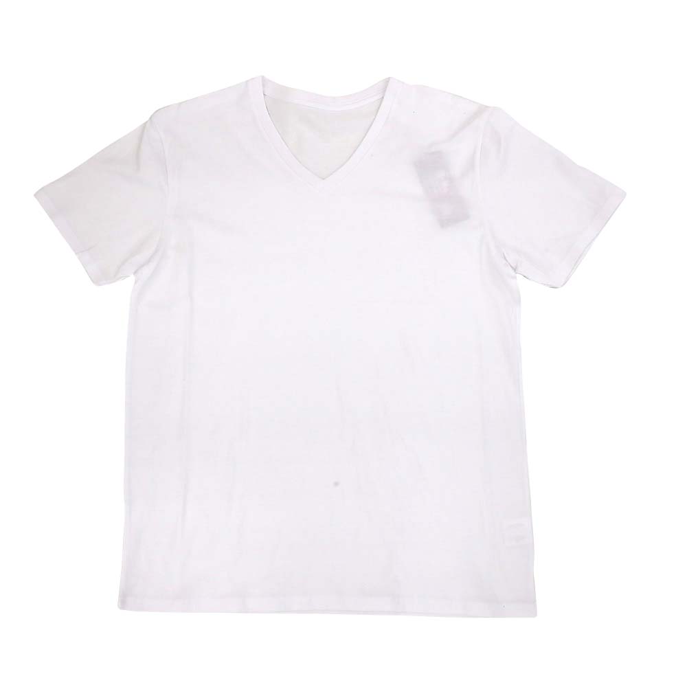 VネックTシャツ綿100%　19MJ-02 ホワイト L