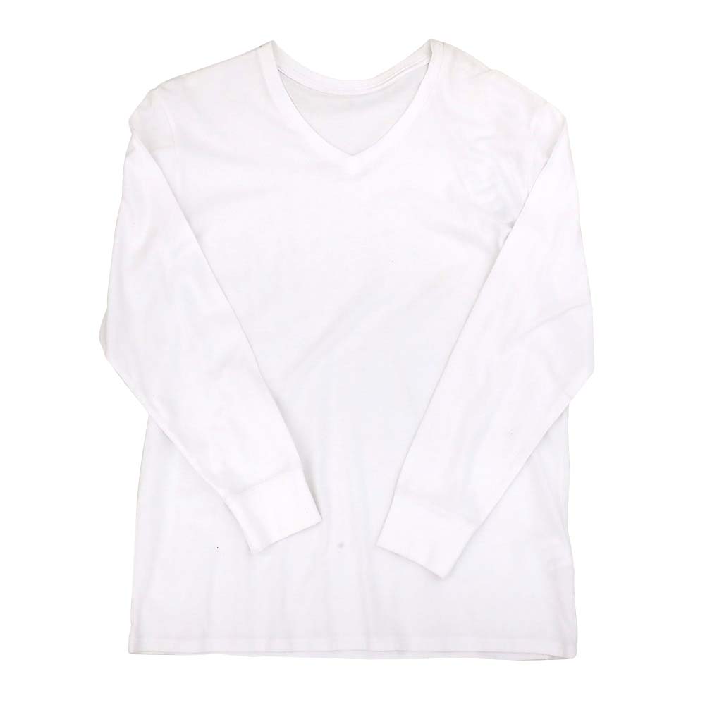 VネックナガソデTシャツ綿100%　19MJ-04 ホワイト M
