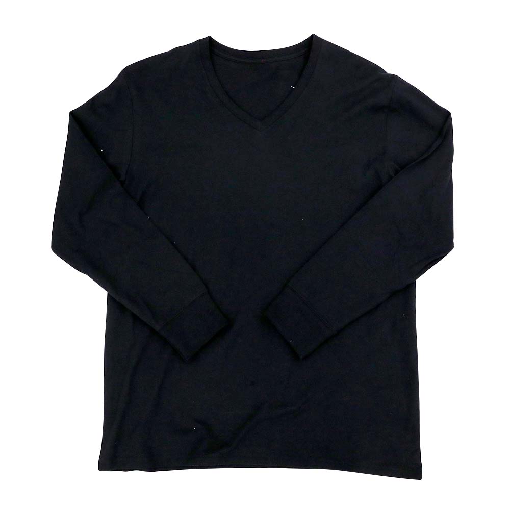 VネックナガソデTシャツ綿100 19MJ04 ブラック L ジョイフル本田 取り寄せ＆店舗受取