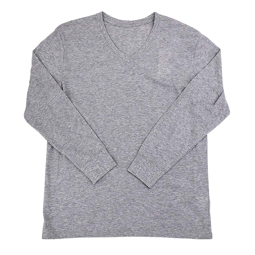 VネックナガソデTシャツTC天竺　19MJ-08 グレー L