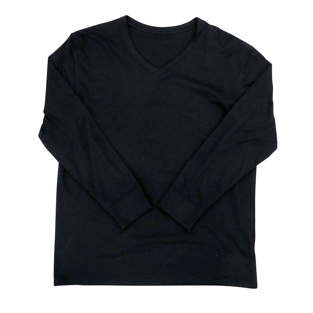 VネックナガソデTシャツTC天竺　19MJ-08 ブラック M