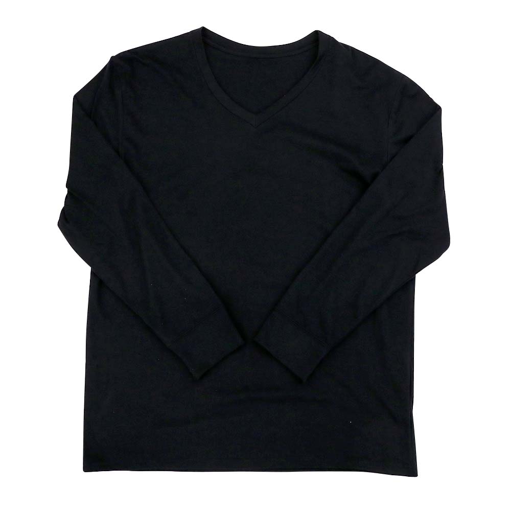 VネックナガソデTシャツTC天竺 19MJ08 ブラックLL ジョイフル本田 取り寄せ＆店舗受取