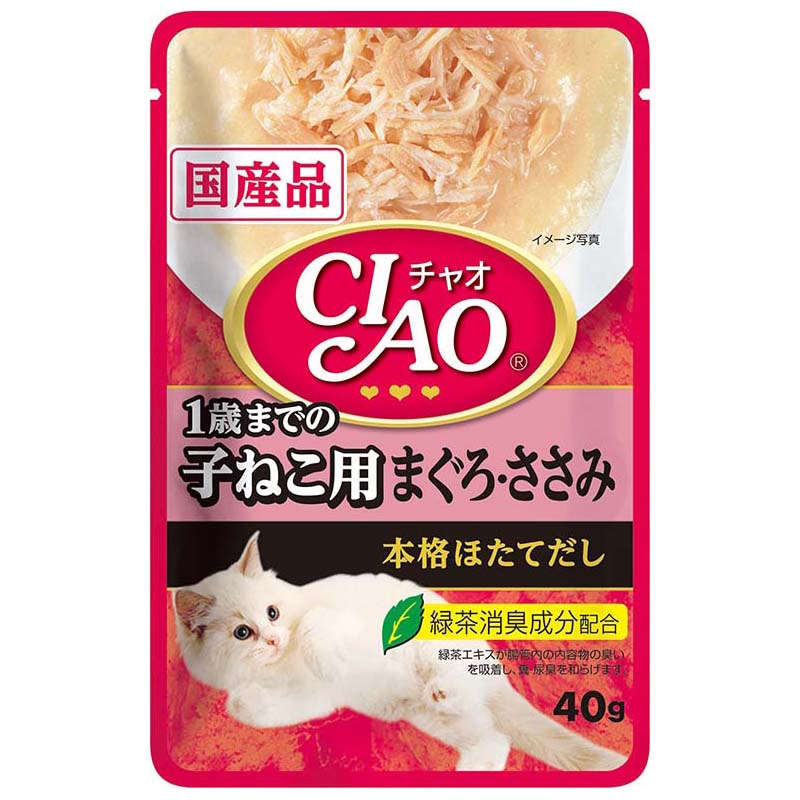 チャオパウチ 1歳マデ子猫用 マグロ･ササミ　40g