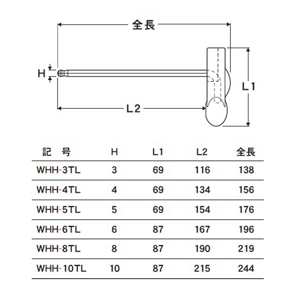 エイト6角T型樹脂柄 3mm　WHH-3TLH