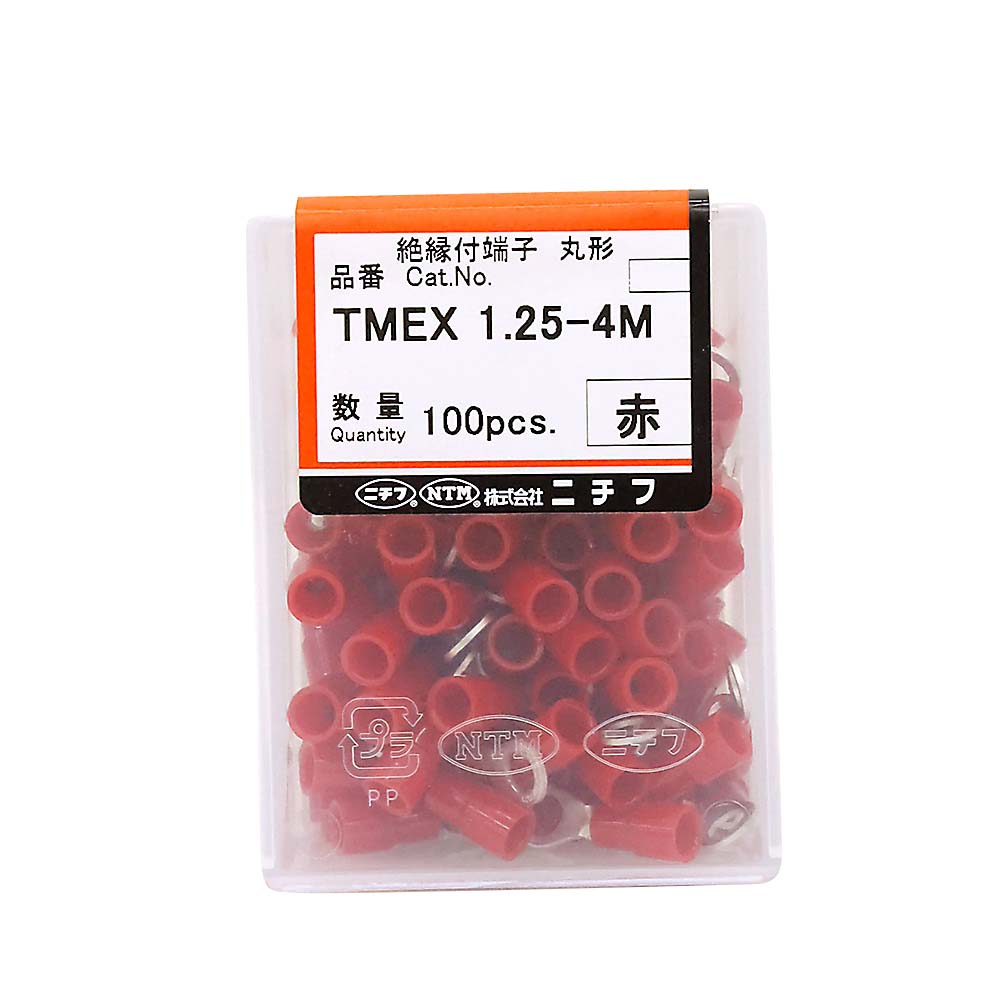 絶縁被覆付丸端子　１００入　ＴＭＥＸ１．２５－４ＭＲ１００