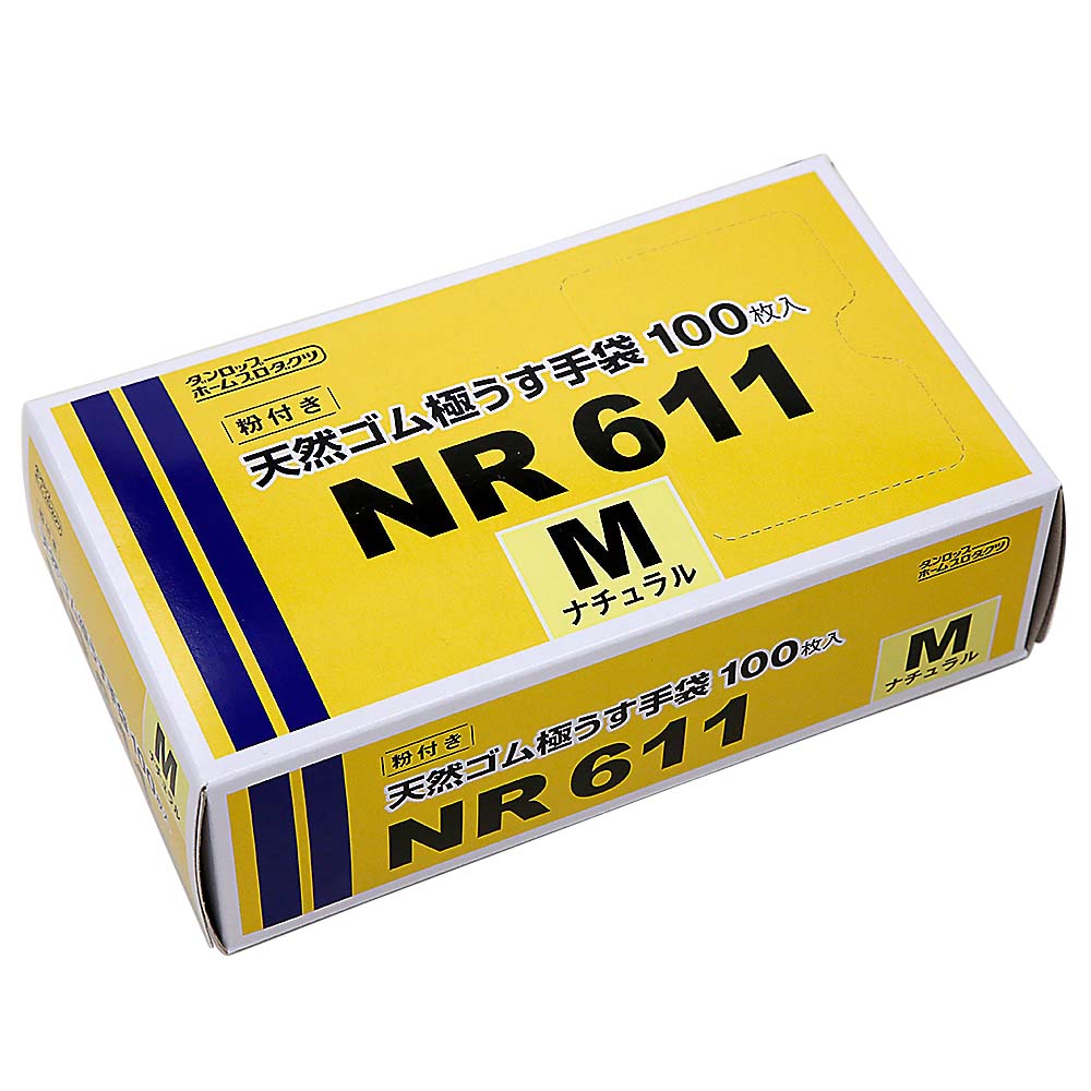 NR611天然ゴム極薄手袋100枚入　M･ナチュラル