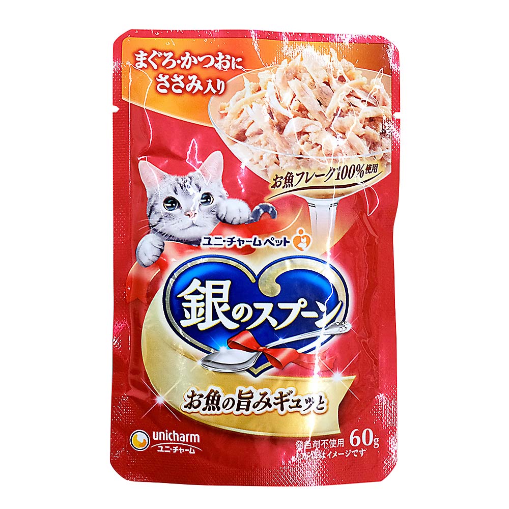 銀のスプーンパウチまぐろ・かつおにささみ　60g