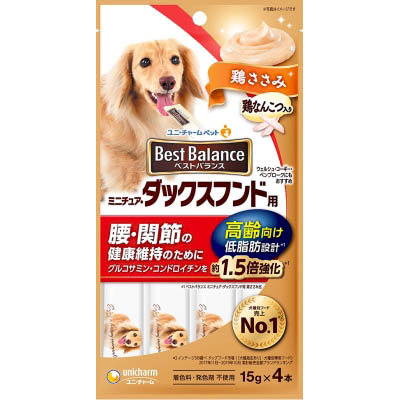 ベストバランスおやつ　ミニチュア・ダックスフンド用　高齢向け　鶏ささみ　１５ｇｘ４本　６０ｇ