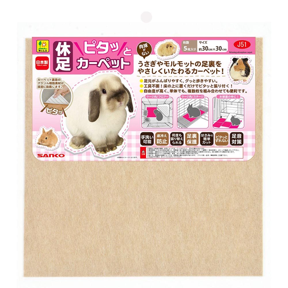 休足ピタッとカーペット　３０×３０ｃｍ　５枚