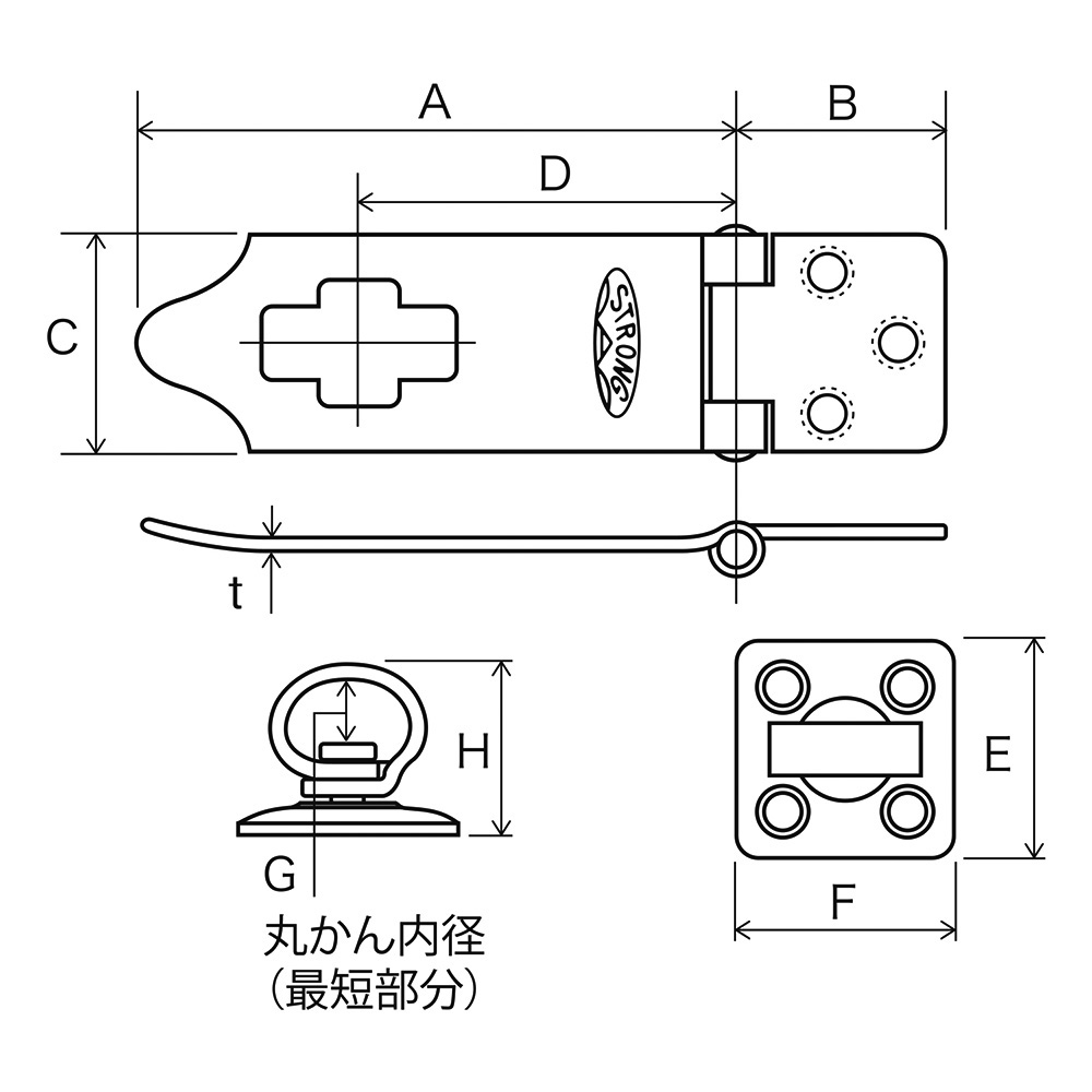 鉄ストロング掛金 艶消黒　SH-LK80BK