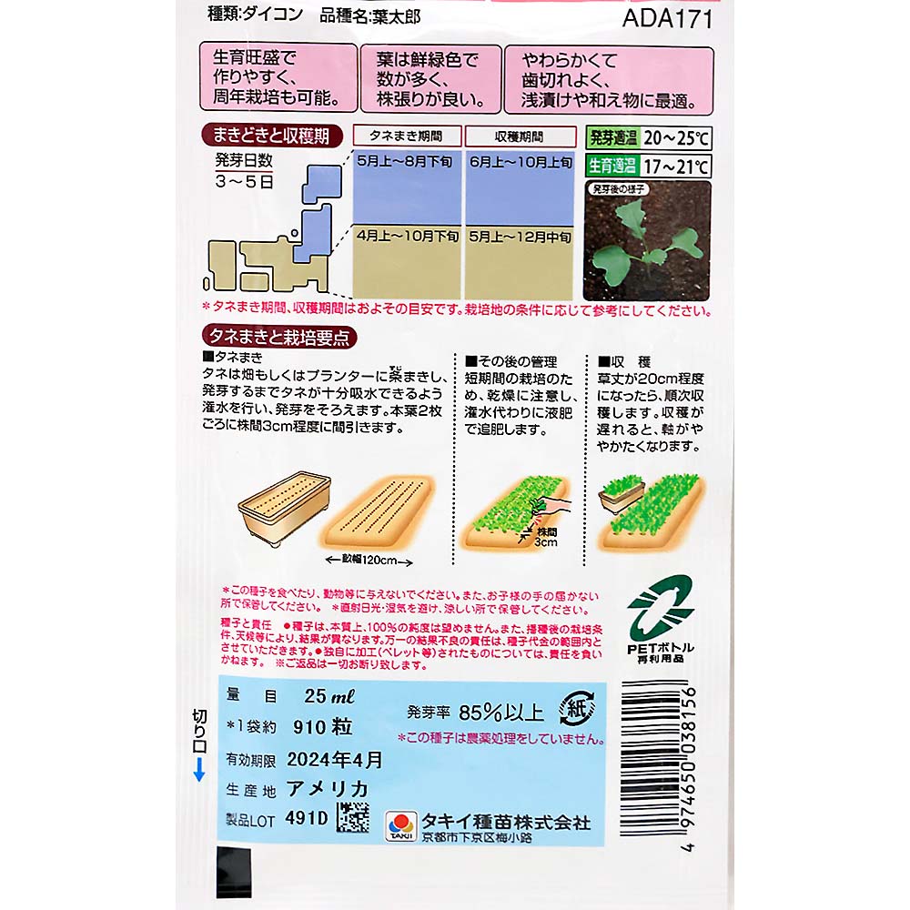 やわらかおいしい葉大根 葉太郎　春秋兼用