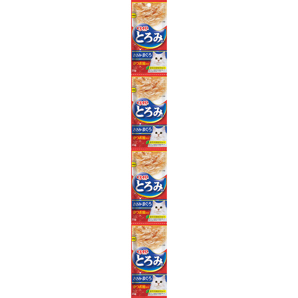 ＣＩＡＯトロミプチ　４連Ｐササミマグロ　カツオ節入　３５ｇｘ４袋