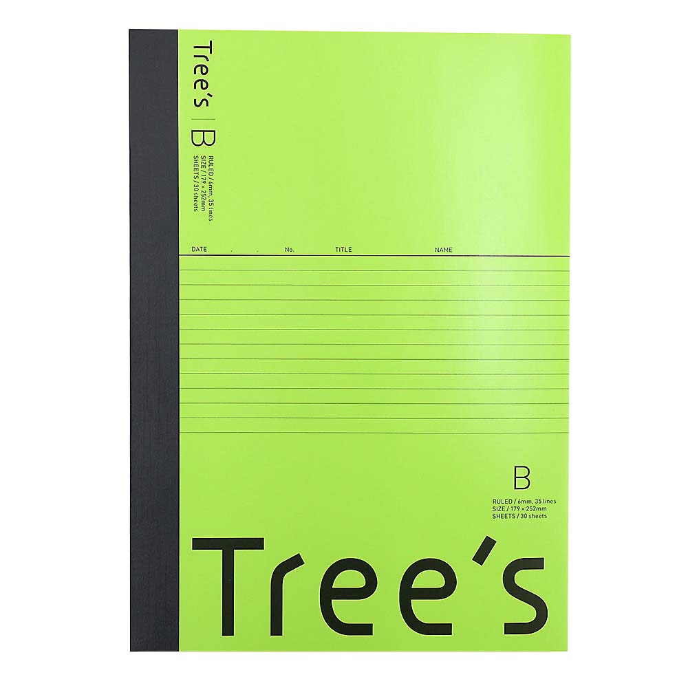 日本ノート Trees B5 B罫30枚 ライトグリーン　UTR3BLG
