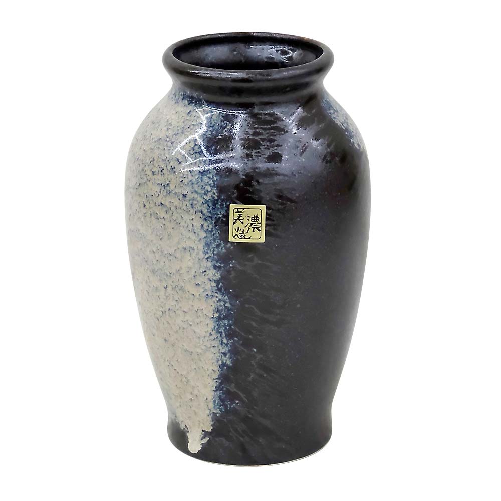陶器花瓶 ツボ型小 黒吹き