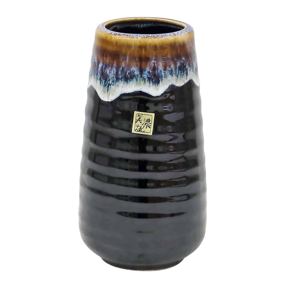 陶器花瓶 ツツ型小 天目流し