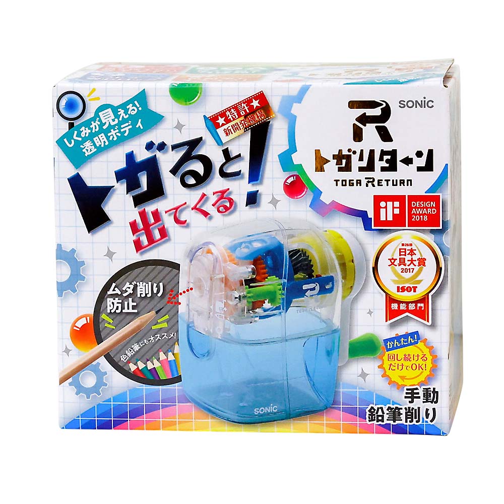 ソニック 手動鉛筆削り トガリターン 透明　EK-4297T