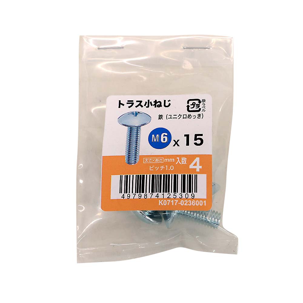 トラス小ねじユニクロ (4入)　M6X15