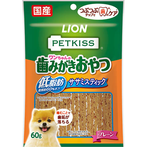 ＰＥＴＫＩＳＳ　ワンちゃんの歯みがきおやつ　低脂肪ササミスティック　プレーン　６０ｇ